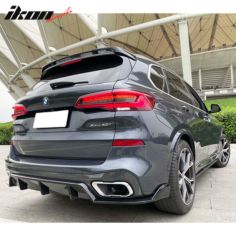 IKON MOTORSPORTS, Trunk Spoiler Compatible With 2019-2021 BMW G05 X5, HM Style Rear Roof Trunk Boot Lip Wing Deck Lid Body Kits ABS Plastic