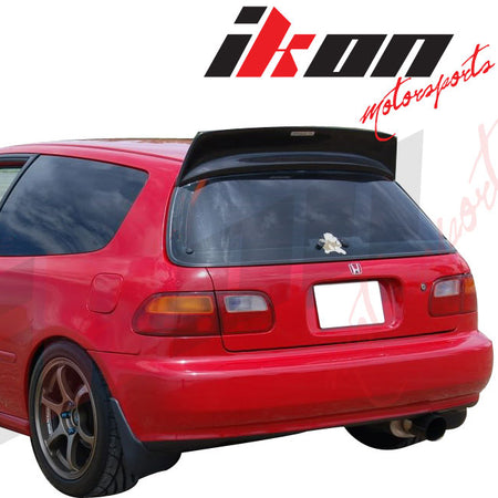 Fits 92-95 Honda Civic Hatchback BYS Style Front Bumper Lip PU + Roof Spoiler