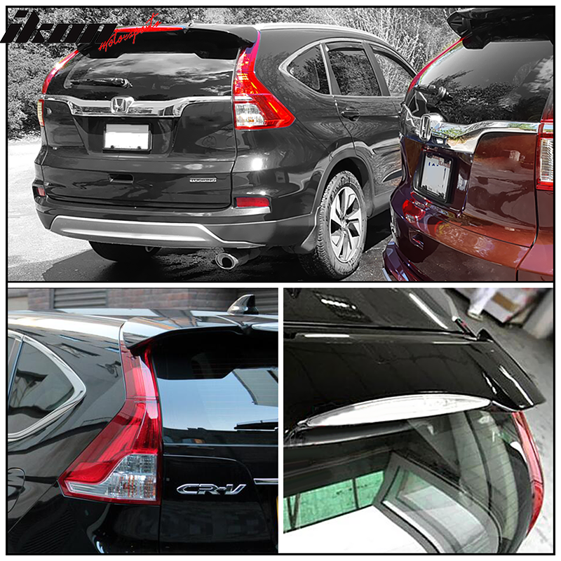 Pre-Painted Roof Spoiler Compatible With 2012-2016 Honda CR-V, Factory Style Painted #NH731P Crystal Black Pearl ABS Rear Wind Spoiler Wing Other Color Available By IKON MOTORSPORTS, 2013 2014