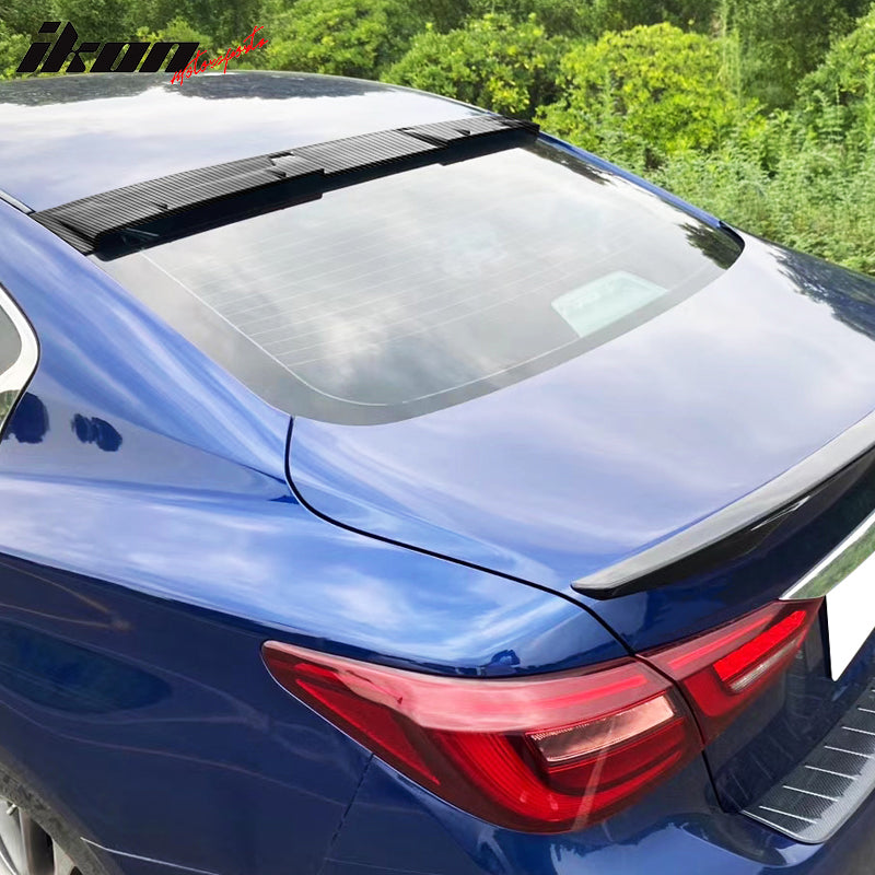 IKON MOTORSPORTS, Roof Spoiler Compatible With 2014-2022 Infiniti Q50, PP V Style Rear Window Visor Wing