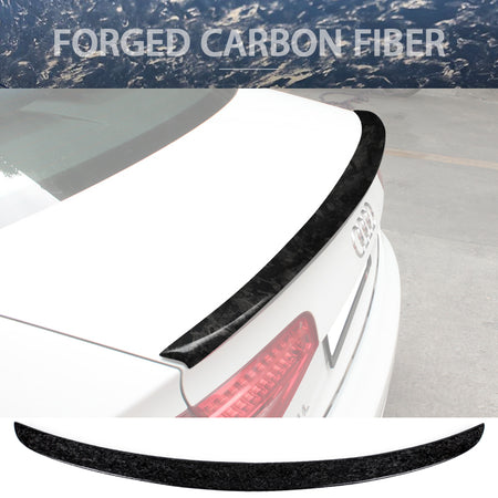 IKON MOTORSPORTS, Trunk Spoiler Compatible With 2017-2020 Audi A4 B9 , Matte Forged Carbon Fiber S4 Style Rear Spoiler Wing, 2018 2019