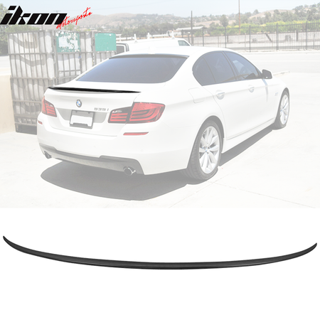 IKON MOTORSPORTS, Trunk Spoiler Compatible with 2011-2017 BMW F10 5-Series 4Dr Sedan, M5 Style Painted ABS Plastic Rear Trunk Lid Spoiler Wing Lip