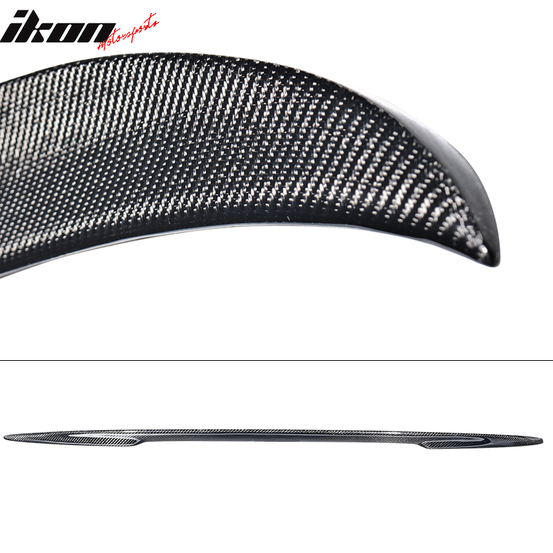 IKON MOTORSPORTS, Trunk Spoiler Compatible With 2017-2023 BMW 5 Series G30 , Matte Carbon Fiber M Style Rear Spoiler Wing, 2018 2019