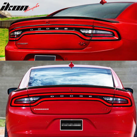 Fits 15-23 Charger OE Factory Style 3PC Painted Trunk Spoiler Matte Black ABS
