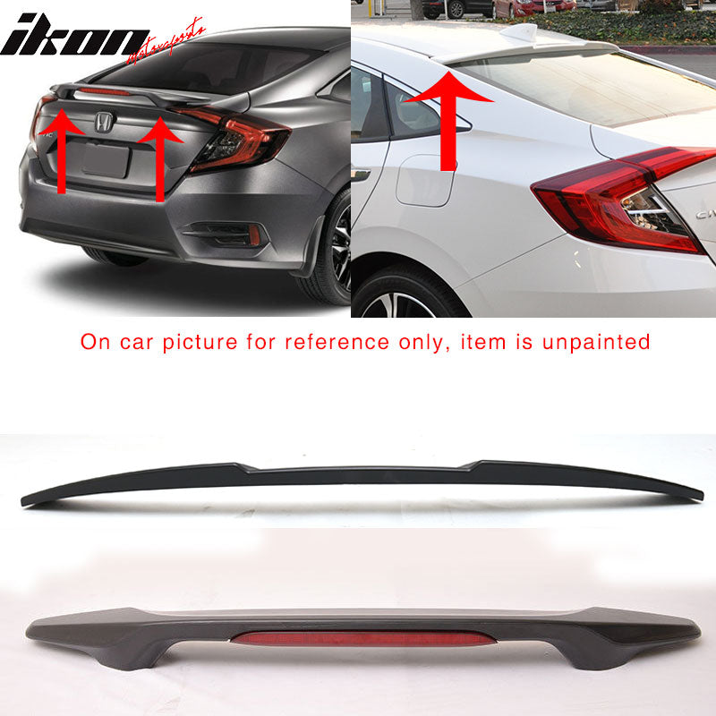 Fits 16-21 Honda Civic Sedan IKON UnRoof + Trunk Spoiler - ABS