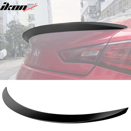 IKON MOTORSPORTS, Trunk Spoiler Compatible With 2017-2022 Infiniti Q60, ABS Plastic  X Style High Kick Duckbill Rear Trunk Lid Spoiler