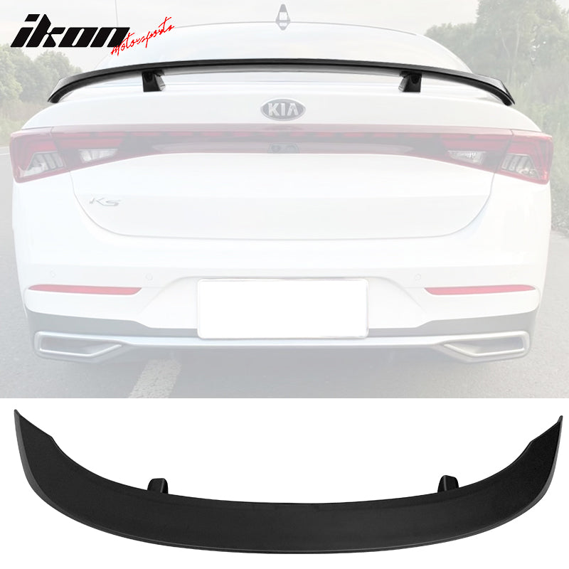IKON MOTORSPORTS, Rear Trunk Spoiler Compatible With 2021-2023 Kia K5, Rear Trunk Spoiler Wing Lip Added on Bodykit Replacement ABS Plastic MG Style