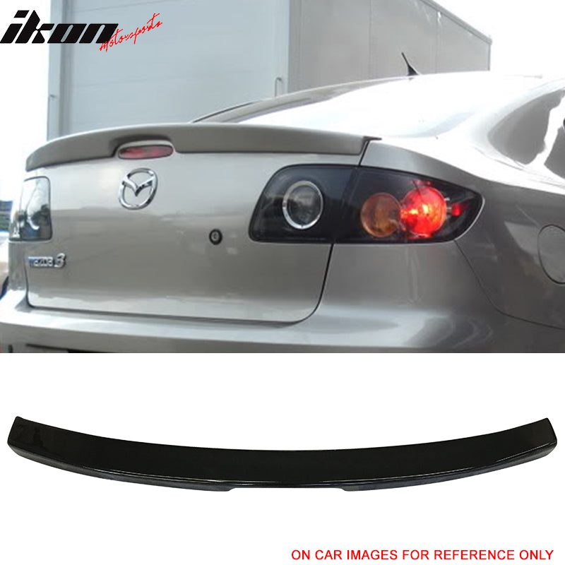 IKON MOTORSPORTS Pre-Painted Trunk Spoiler Compatible With 2004-2009 Mazda 3, Factory Style Painted ABS Flush Mount Trunk Boot Lip Wing Deck Lid Other Color Available, 2005 2006 2007 2008