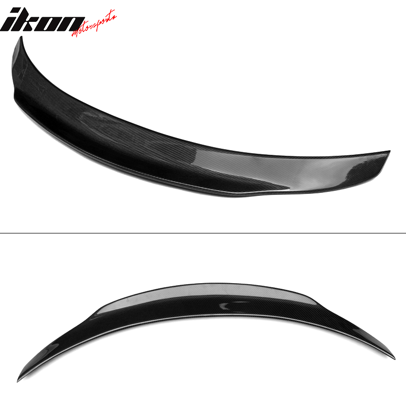 Trunk Spoiler Compatible With 2015-2021 Benz C-Class W205 2Dr, PSM Style Black Carbon Fiber Trunk Deck Lid Lip Wing by IKON MOTORSPORTS, 2016 2017