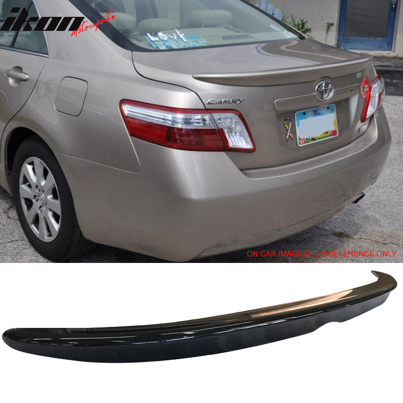 IKON MOTORSPORTS, Trunk Spoiler Compatible with 2007-20011 Toyota Camry 4Dr Sedan, Rear Trunk Lid Spoiler Wing Lip Body Kit ABS Plastic OE Style Painted #040 40 Super White II, 2008 2009 2010