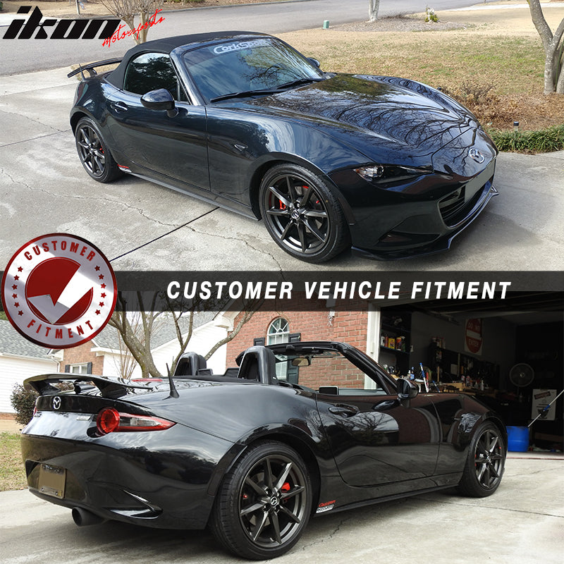 Compatible With 2016-2023 Mazda Miata Convertible Ikon Type A Trunk Spoiler Wing - Glossy Black ABS