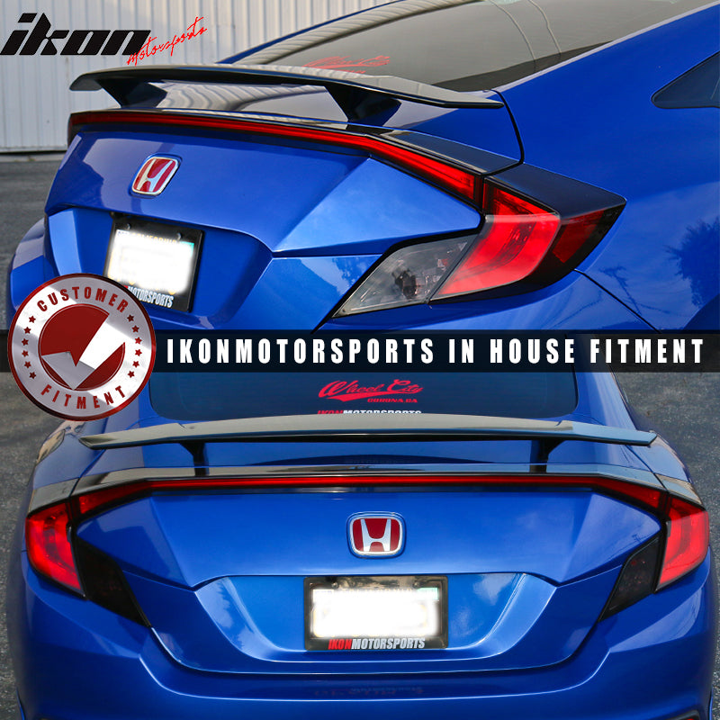 Compatible With 2016-2020 Honda Civic X Coupe 2Dr Ikon Type A Trunk Spoiler Si Sport Glossy Black