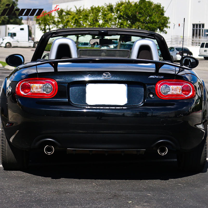 Compatible With 2006-2015 Mazda Miata Convertible Ikon Type A Trunk Spoiler Wing - Matte Black ABS