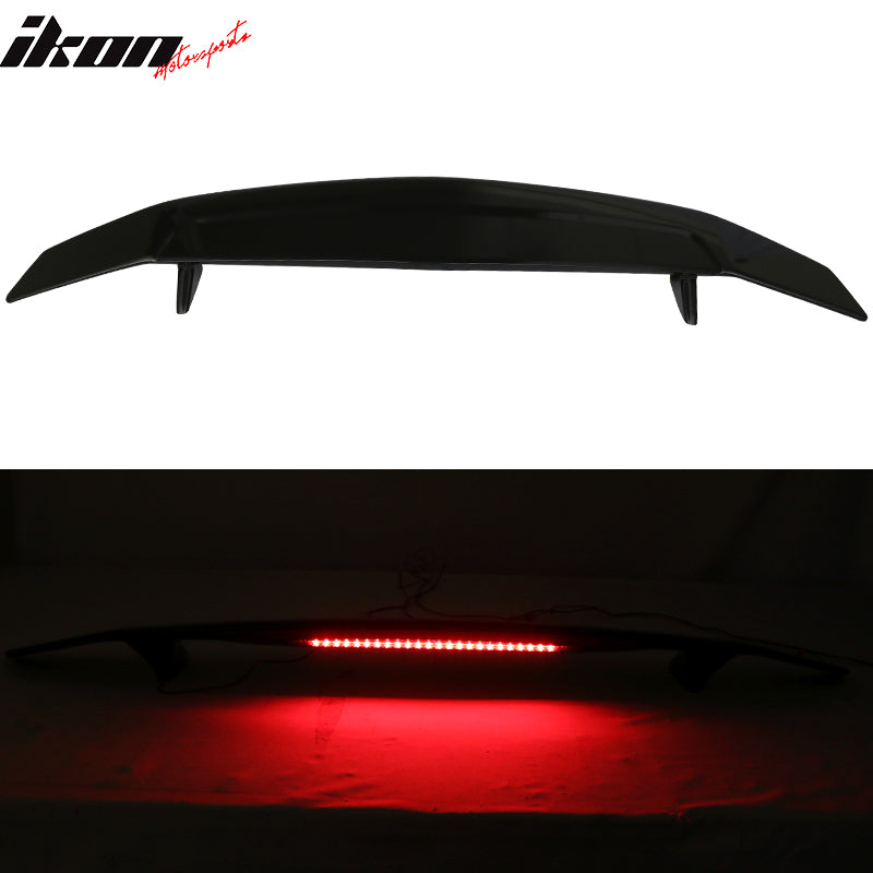 Fits 16-20 Honda Civic Coupe LED 3RD Brake Light Trunk Spoiler Gloss Black ABS