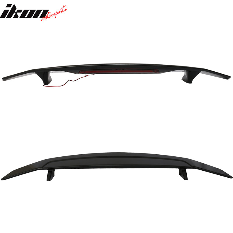 Compatible With 2016-2020 Honda Civic Coupe 2Dr Trunk Spoiler Si Sport Wing & LED - Glossy Black ABS