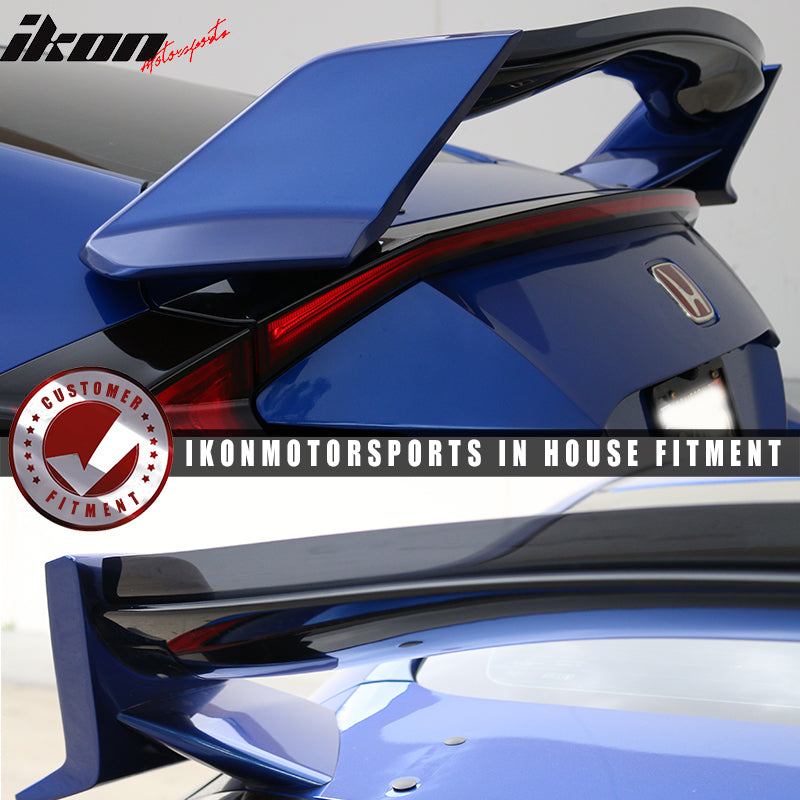 Top Gurney Flap Compatible With 2016-2021 Honda Civic All Trims, Transparent Smoke Acrylic Trunk Boot Lip Spoiler Wing Deck Lid Other Color Available By IKON MOTORSPORTS, 2017