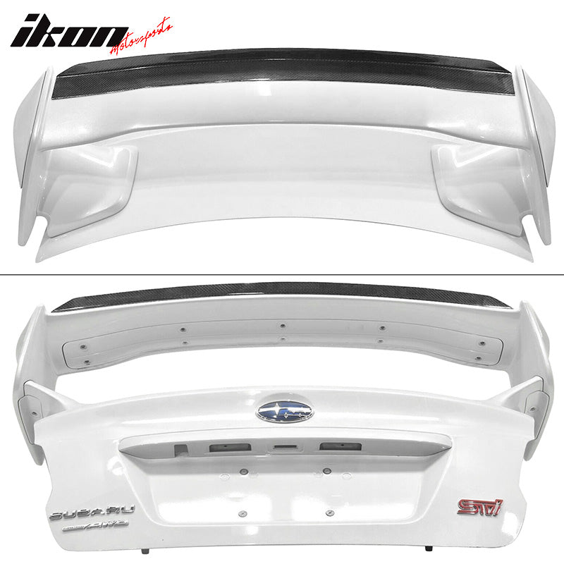 Fits 15-21 WRX STi Top Gurney Flap Add-On Carbon Fiber (CF) Trunk Spoiler Wing