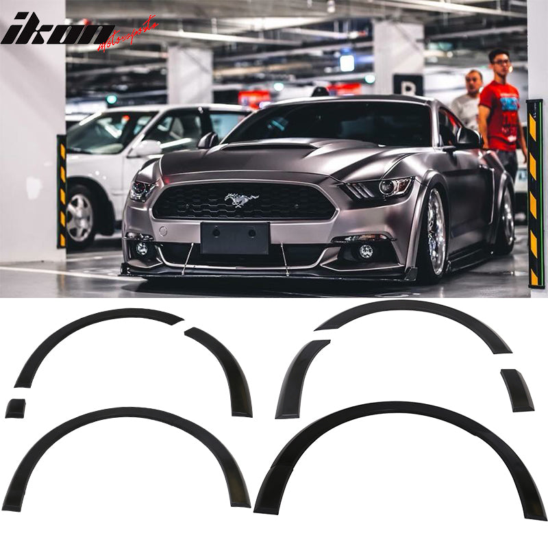Compatible With 2015-2017 Ford Mustang Front + Rear 4 Wheels Street Fender Flares Painted Factory Color