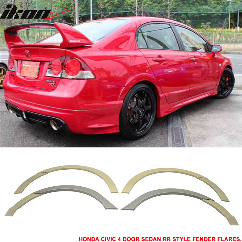 2006-2011 Honda Civic RR Style Unpainted Front Rear Fender Flares ABS