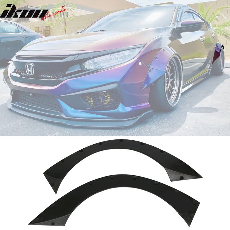 2016-2021 Honda Civic RB Unpainted Rear Wide Body Fender Flares 2PC PU