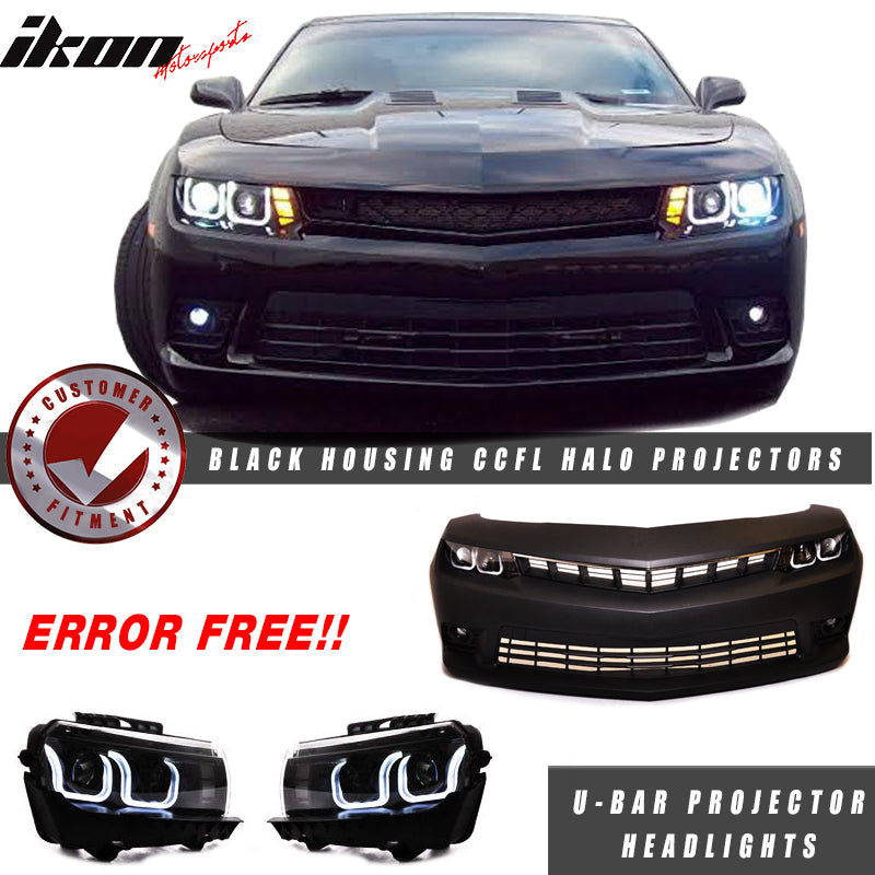 2014-2015 Chevy Camaro SS Style Front Bumper Cover CCFL Halo Headlight