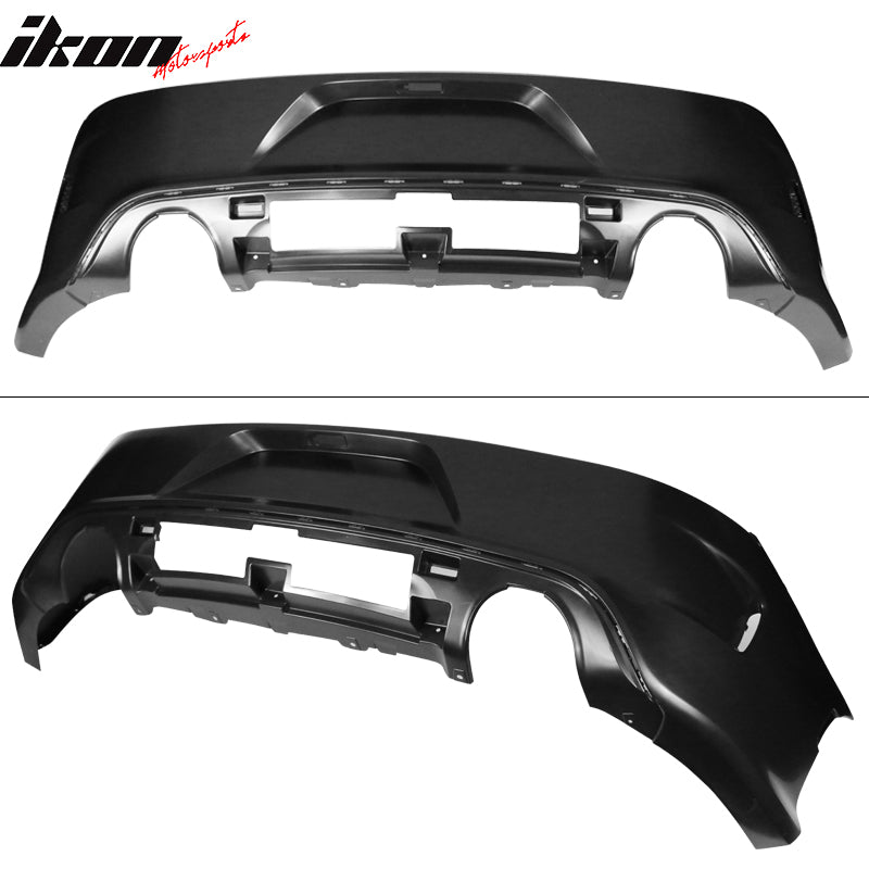 IKON MOTORSPORTS, Rear Bumper Cover Compatible With 2015-2023 Dodge Charger, Rear Bumper Lip Diffuser Guard Conversion Unpainted Black PP