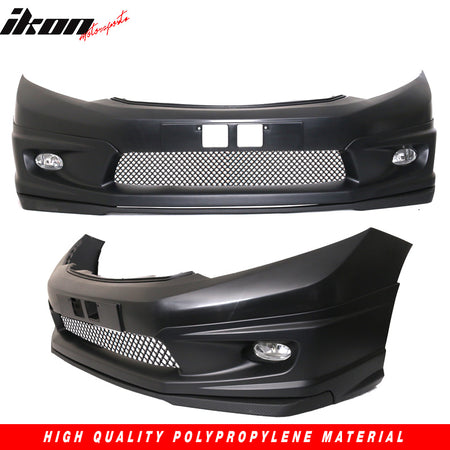 Fits 12-15 Civic 9th Gen FB6 JDM Front Bumper Mugen Lip Conversion w/ Foglights