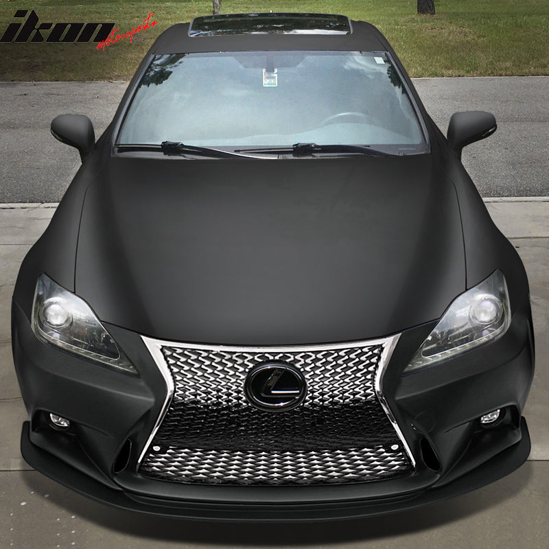 Front Bumper Cover Compatible With 2006-2013 Lexus IS250 IS350, Unpainted PP Front Lip Spoiler Diffuser Cover Guard 2IS to 3IS Conversion by IKON MOTORSPORTS, 2007 2008 2009 2010 2011 2012