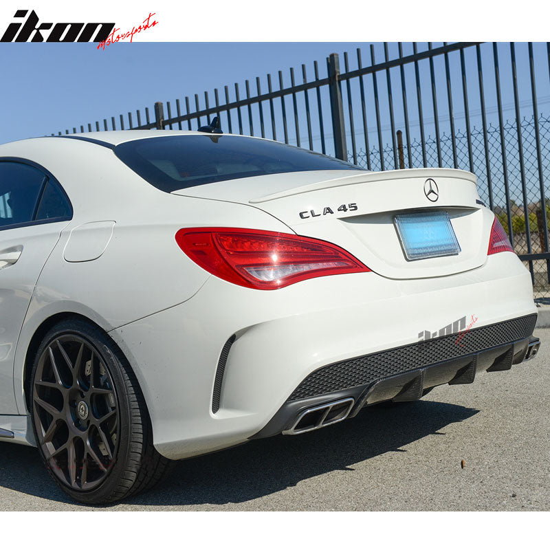 Rear Bumper Body Kit Compatible With 2013-2016 Mercedes W117 CLA-Class, AMG Style Unpainted PP Air Dam Chin Diffuser Rear Bumper Lip by IKON MOTORSPORTS, 2014 2015