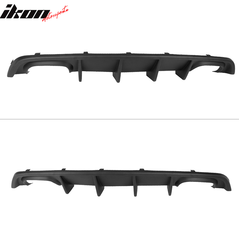 Rear Bumper Diffuser Chin, Compatible With 2012-2014 Dodge Charger SRT8, Quad Exhaust PP 4 Fin Spoiler Valance Rear Lip Unpainted for 2013 IKON MOTORSPORTS