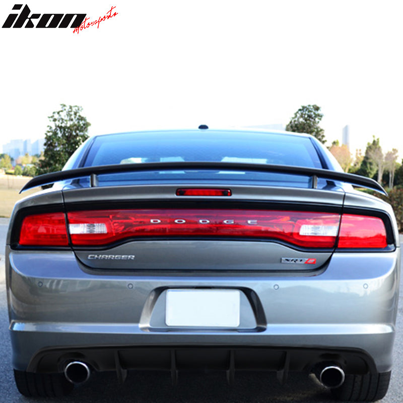 Rear Bumper Diffuser Compatible With 2012-2014 Dodge Charger SRT8, V2 Style PP Splitter Spoiler Valance Chin Diffuser Body kit by IKON MOTORSPORTS, 2013