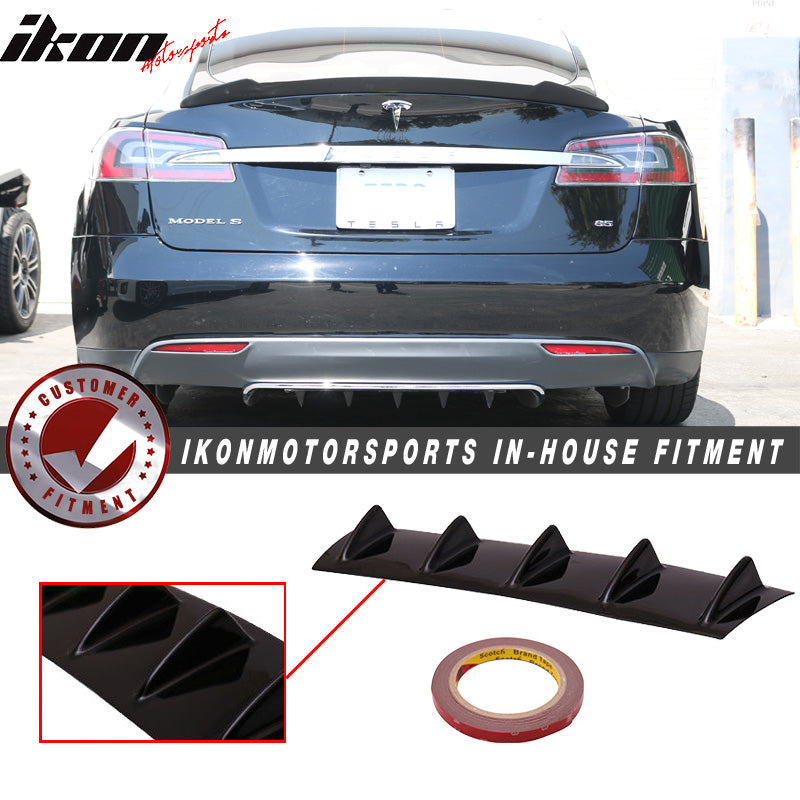 2012-2016 Tesla Model 3 5 Fins Gloss Black Rear Bumper Diffuser ABS