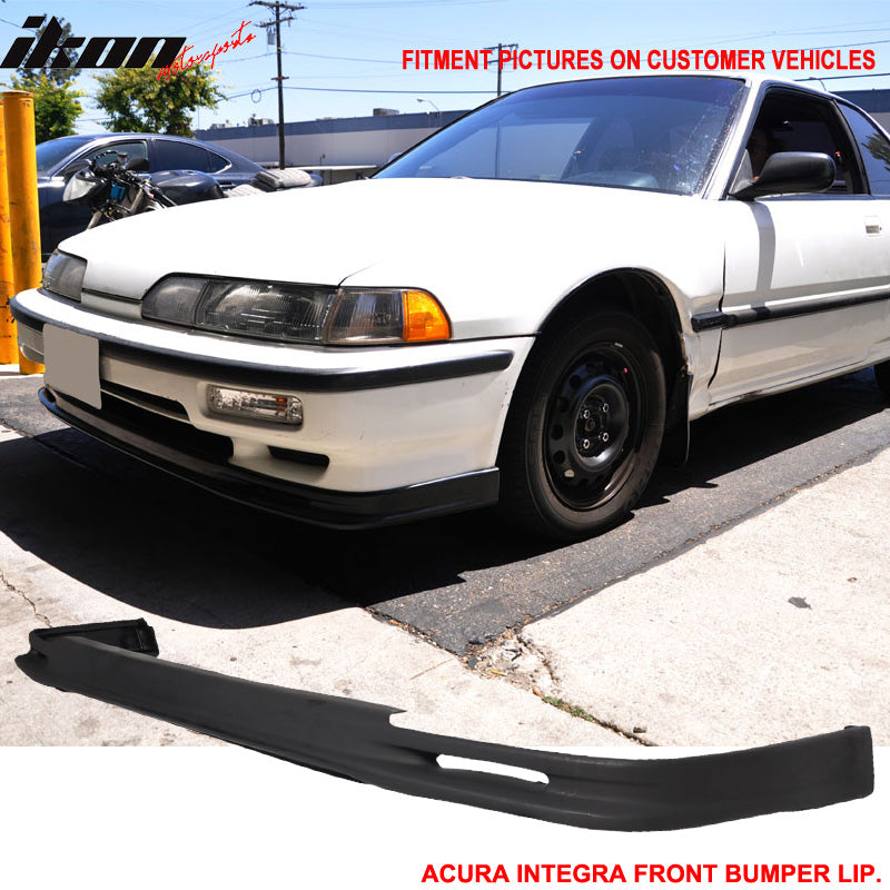 Front Bumper Lip Compatible With 1990-1991 ACURA INTEGRA, PU Black Front Lip Spoiler Splitter Air Dam Chin Diffuser Add on by IKON MOTORSPORTS