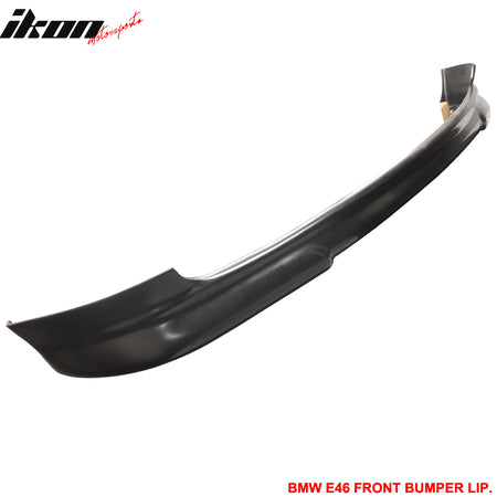 IKON MOTORSPORTS Front Bumper Lip, Compatible With 1999-2003 BMW E46 2 DOOR COUPE, H Style Black PU Front Lip Finisher Under Chin Spoiler Add On by  2000 2001 2002