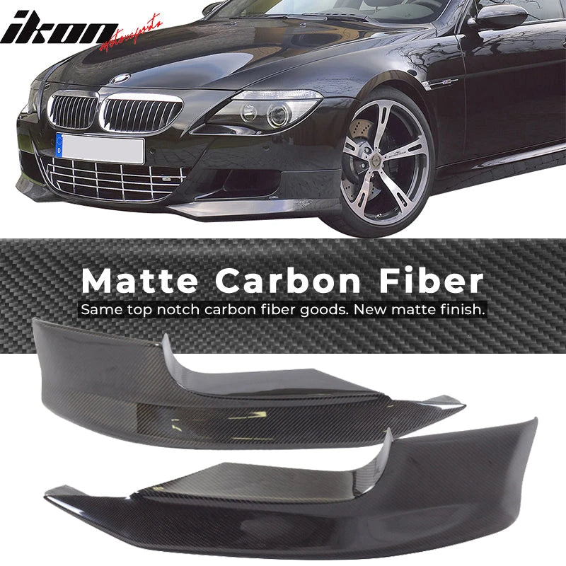 Fits 06-10 BMW E63 E64 M6 A Style Front Bumper Lip Splitters 2PC - Carbon Fiber