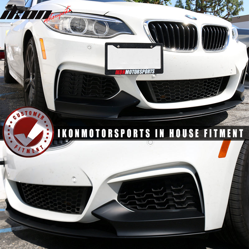 IKON MOTORSPORTS, Front Bumper Lip Compatible With 14-21 BMW F22 2 Series M-Tech M Sport Performance, Front Spoiler Chin Spoiler Valance Splitter
