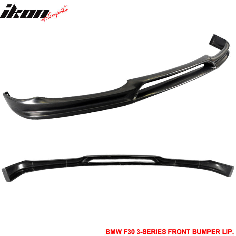 IKON MOTORSPORTS, Front Bumper Lip Compatible With 2012-2015 BMW F30 3-SERIES SEDAN, 3D Style PU Black Front Bumper Protector Guard