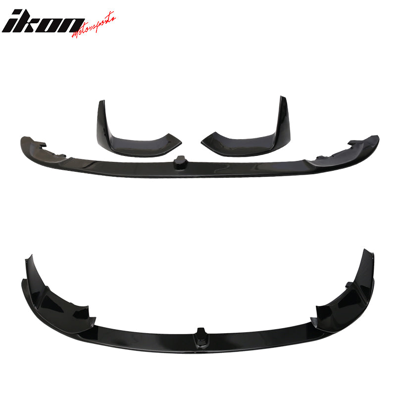 Front Bumper Lip Compatible With 2015-2020 BMW F80 M3 Sedan & F82 M4 Coupe & Convertible, P Style PP Black Front Lip Spoiler Splitter by IKON MOTORSPORTS, 2016