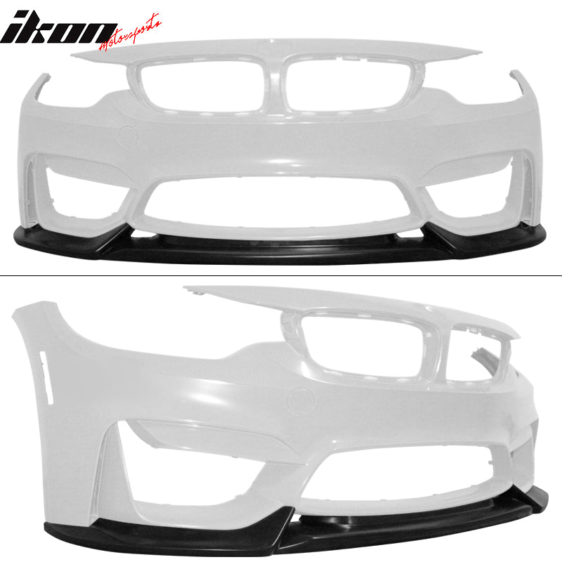 IKON MOTORSPORTS, Front Lip Compatible With 15-20 BMW F80 M3 Sedan & F82 M4 Coupe
, Air Chin Body Kit Spoiler Bumper Lip Underbody Polyurethane, 2016 2017 2018 2019