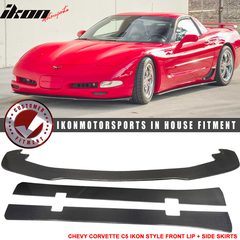 Front Lip + Side Skirts Compatible With 1997-2004 Chevy Corvette C5 All Models IKON Style Rear Diffuser Spoiler Splitter by IKONMOTORSPORTS, 1998 1999 2000 2001 2002 2003