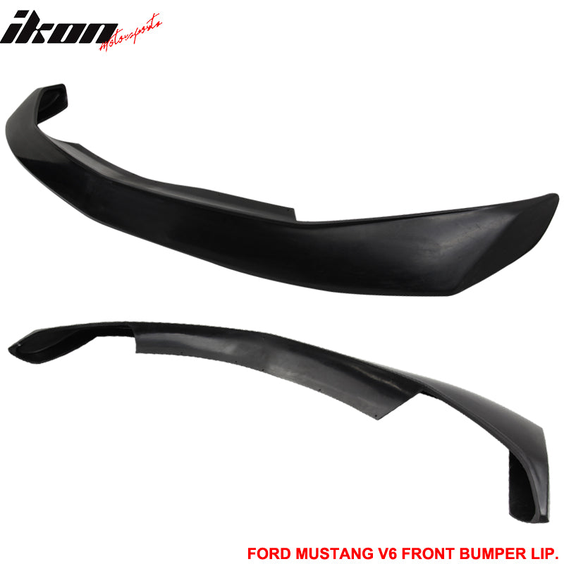 Front Bumper Lip Compatible With 2005-2009 FORD MUSTANG V6, type-C Style PU Front Lip Spoiler Splitter by IKON MOTORSPORTS, 2006 2007 2008