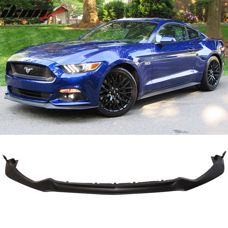 2015-2017 Ford Mustang P Style Unpainted Black Front Bumper Lip PU