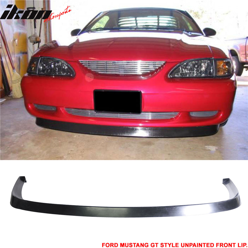 1994-1998 Ford Mustang GT Style Unpainted Black Front Bumper Lip PU