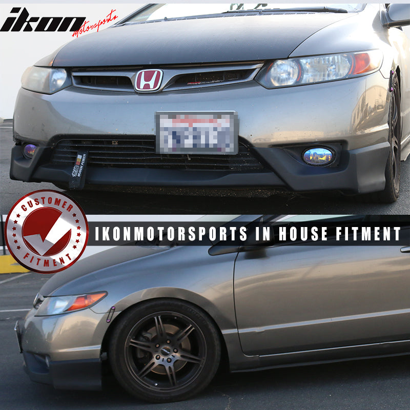 Front Bumper Lip Compatible With 2006-2008 Honda Civic, TC Style Black PU Front Lip Finisher Under Chin Spoiler Add On by IKON MOTORSPORTS, 2007