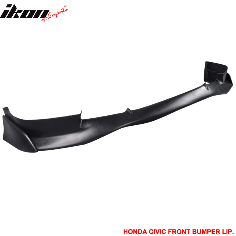 Front Bumper Lip Compatible With 2006-2008 Honda Civic 4Dr Sedan, Urethane SI Style PU Bodykit Air Dam Chin Diffuser Add On by IKON MOTORSPORTS 2007