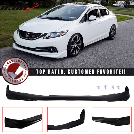 Compatible With 2013-2015 Honda Civic 4 Dr IKON Style Front Bumper Lip Painted Factory Color