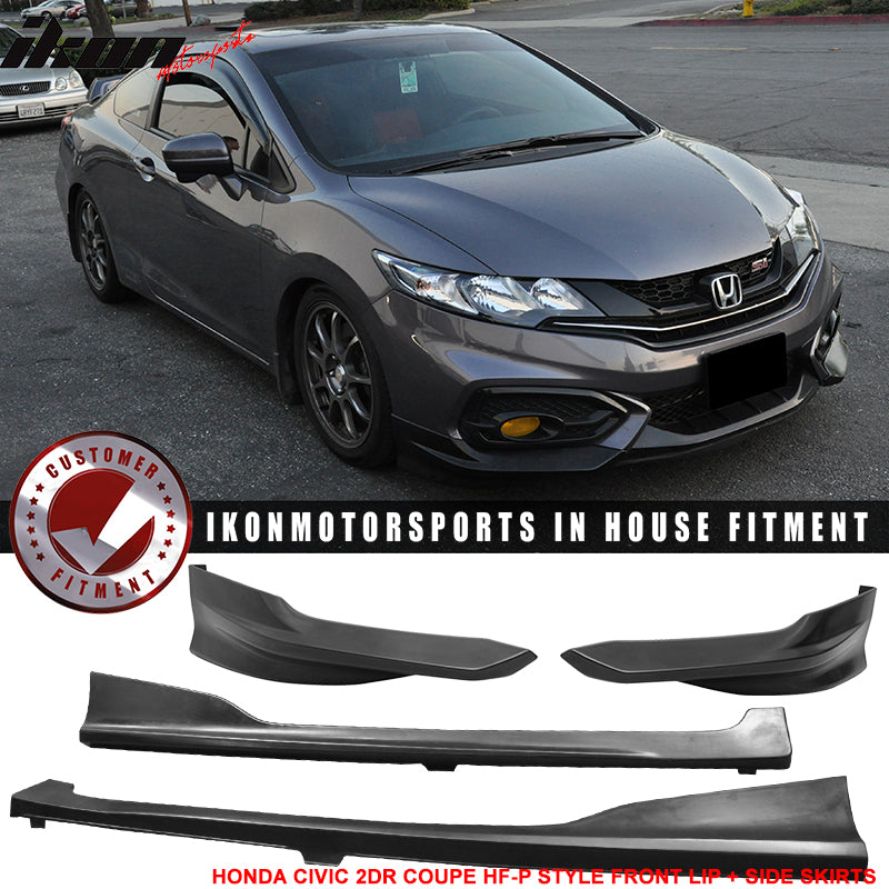 2014-2015 Honda Civic 2DR Coupe HF-P Front Bumper Lip + Side Skirts PU
