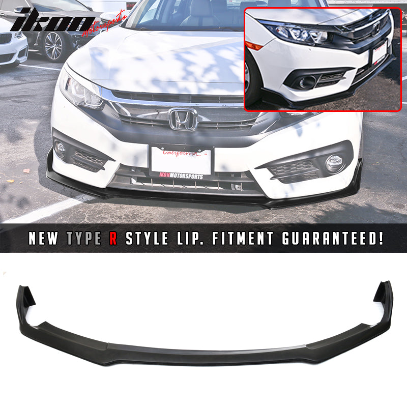 2016-2018 Honda Civic 10th Non-Si Type R Front Bumper Lip Spoiler PU