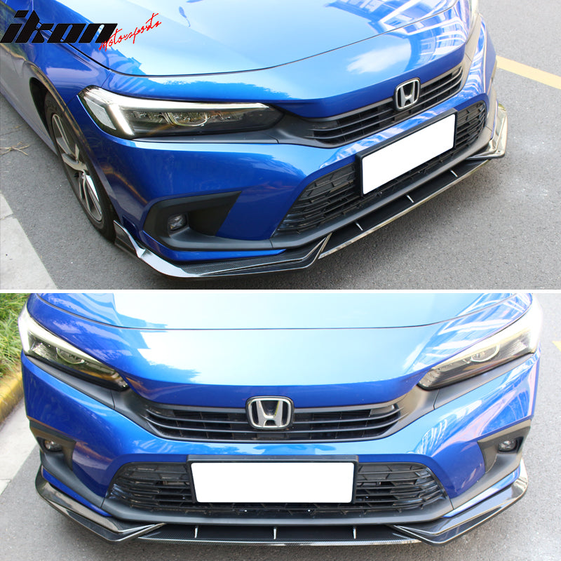 IKON MOTORSPORTS, Front Bumper Lip Compatible With 2022 Honda Civic 11th Gen 4-Door Sedan & Hatchback, PP Front Bumper Front Bumper Lower Lip Spoiler Body Kit