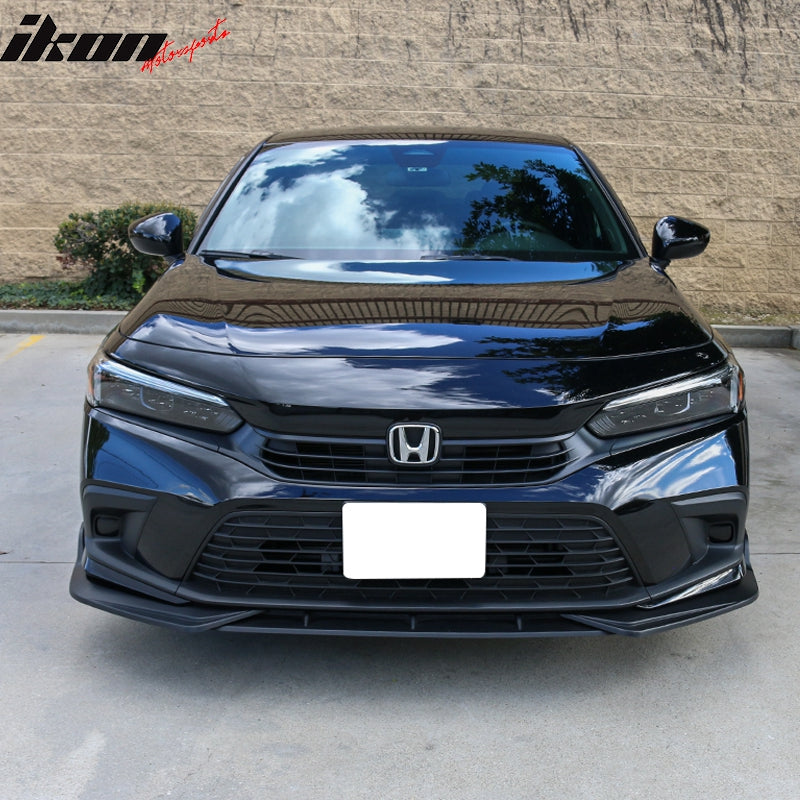 IKON MOTORSPORTS, Front Bumper Lip Compatible With 2022 Honda Civic 11th Gen 4-Door Sedan & Hatchback, PP Front Bumper Front Bumper Lower Lip Spoiler Body Kit